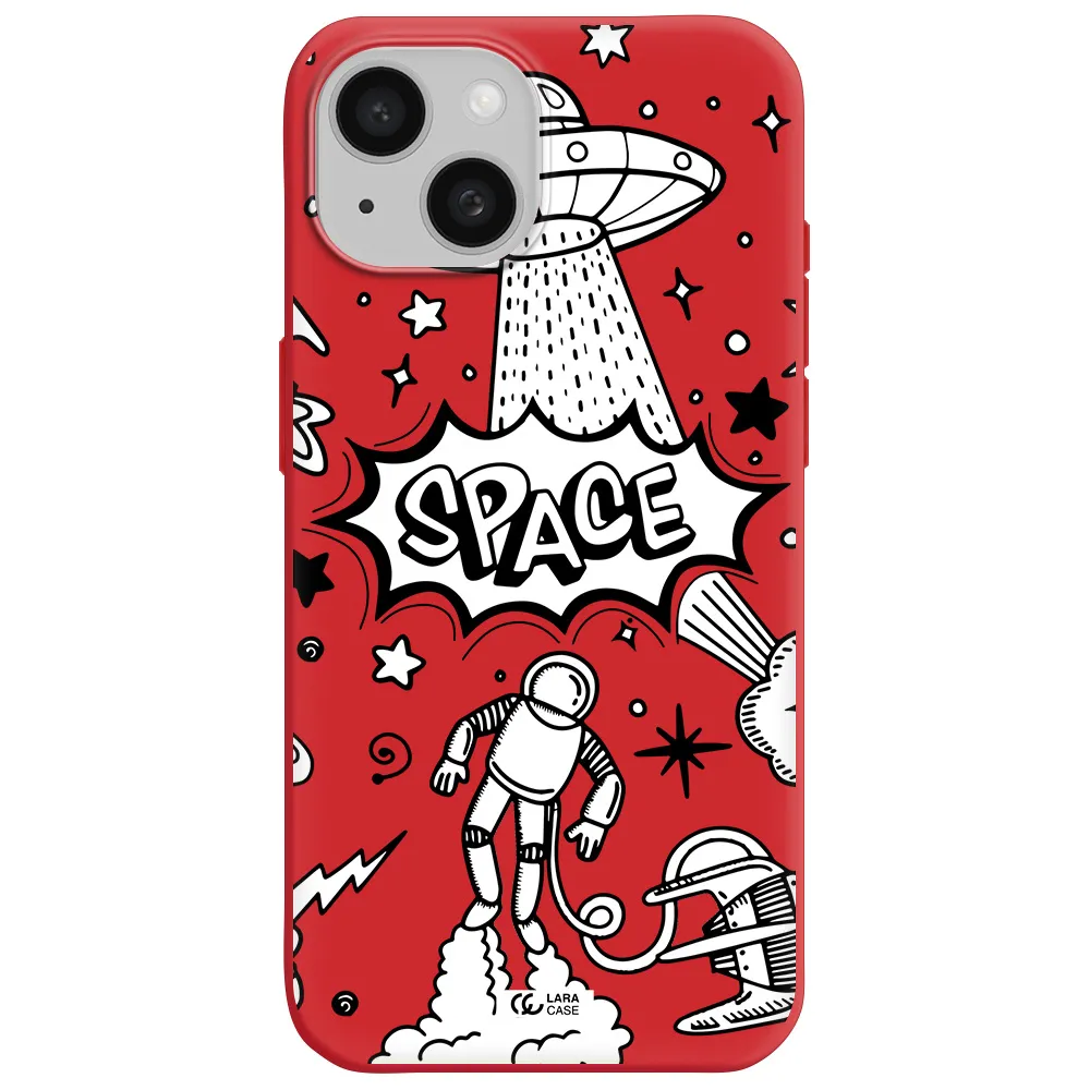 Space Poster Apple Iphone 15 Silicone Imperial Red Case