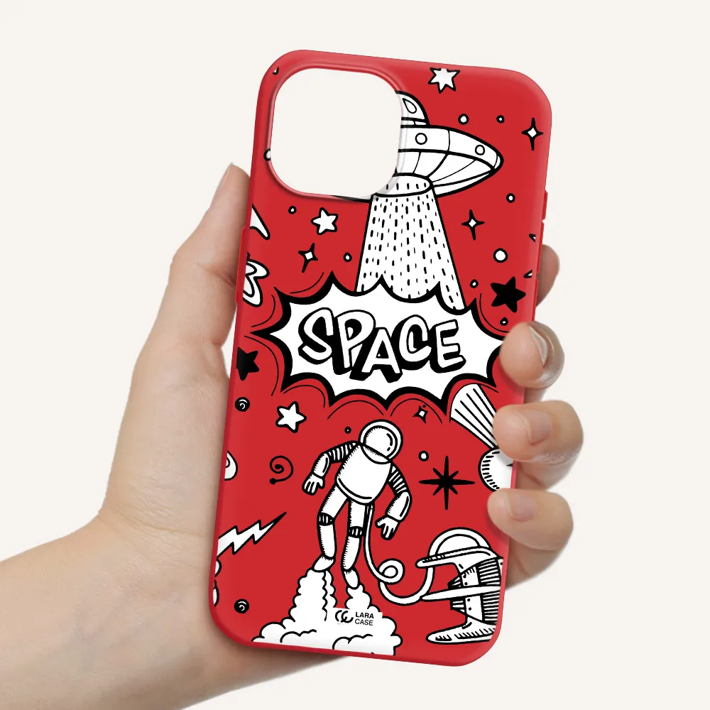 Space Poster Apple Iphone 15 Silicone Imperial Red Case