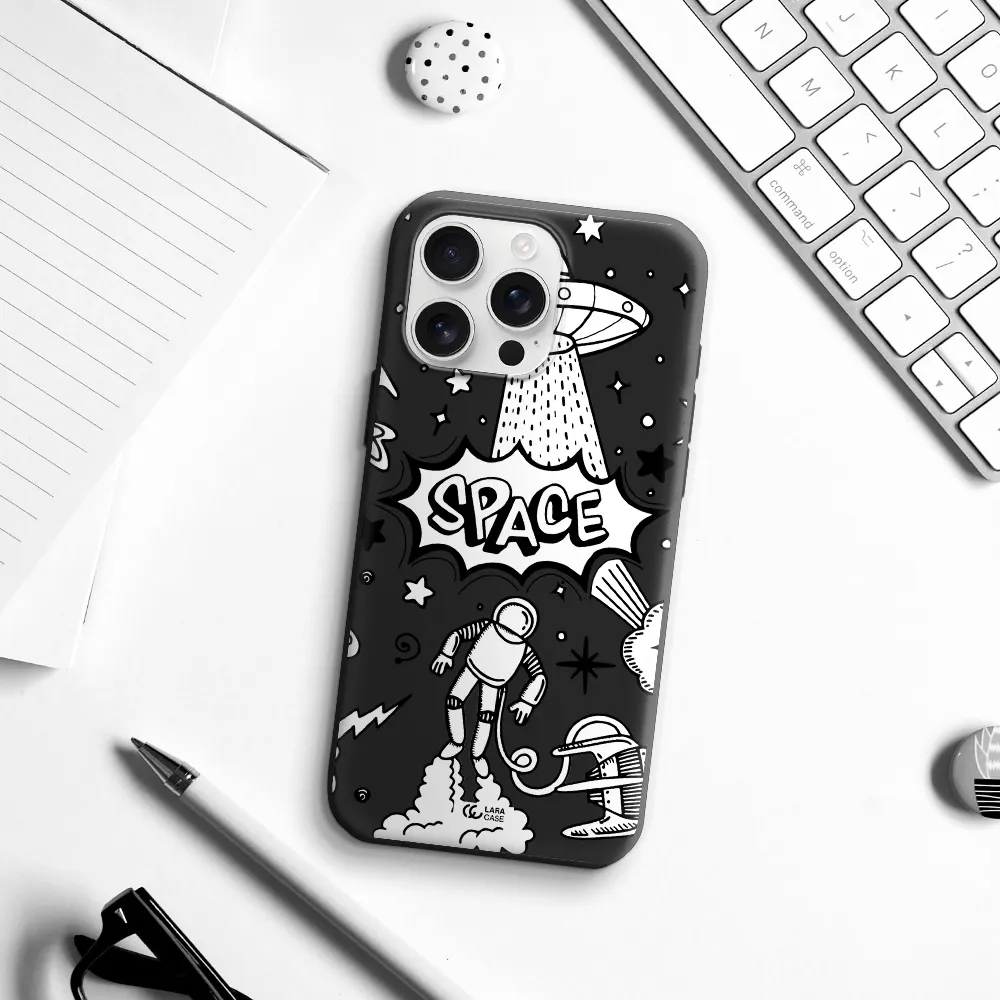 Space Poster Apple Iphone 16 Pro Max Silicone Black Case