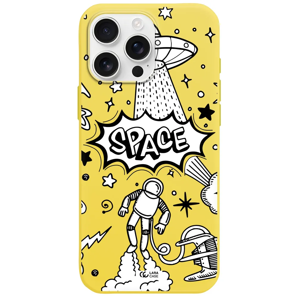 Space Poster Apple Iphone 16 Pro Max Silicone Canary Yellow Case