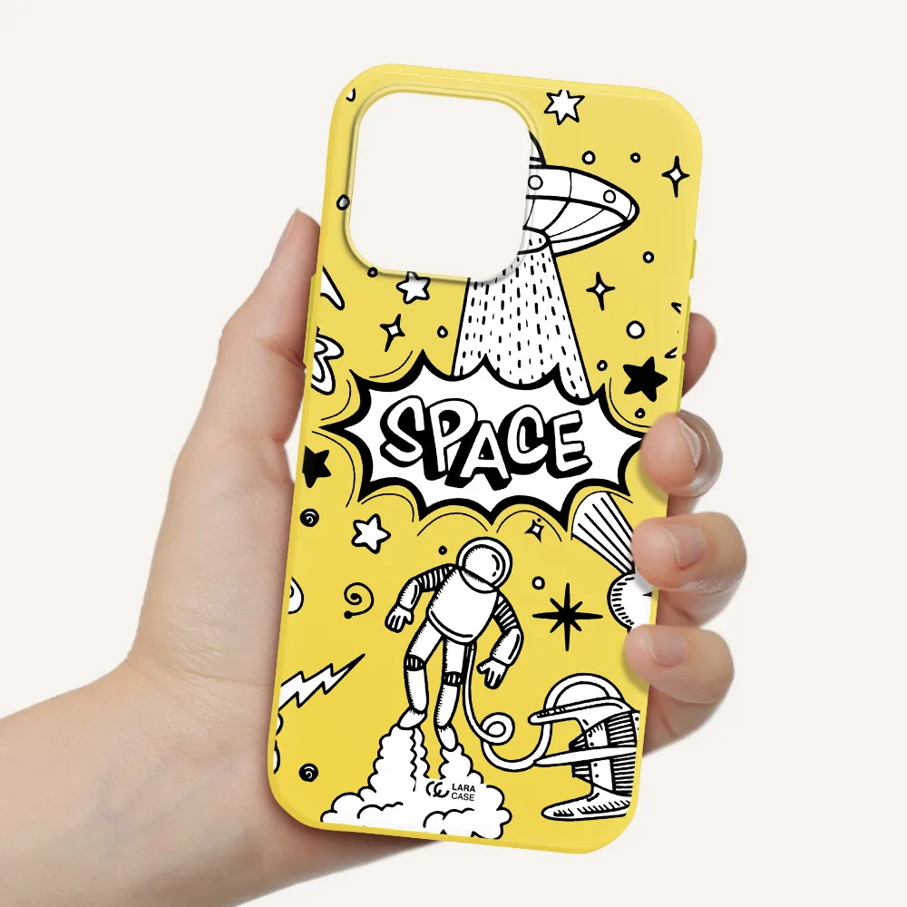 Space Poster Apple Iphone 16 Pro Max Silicone Canary Yellow Case