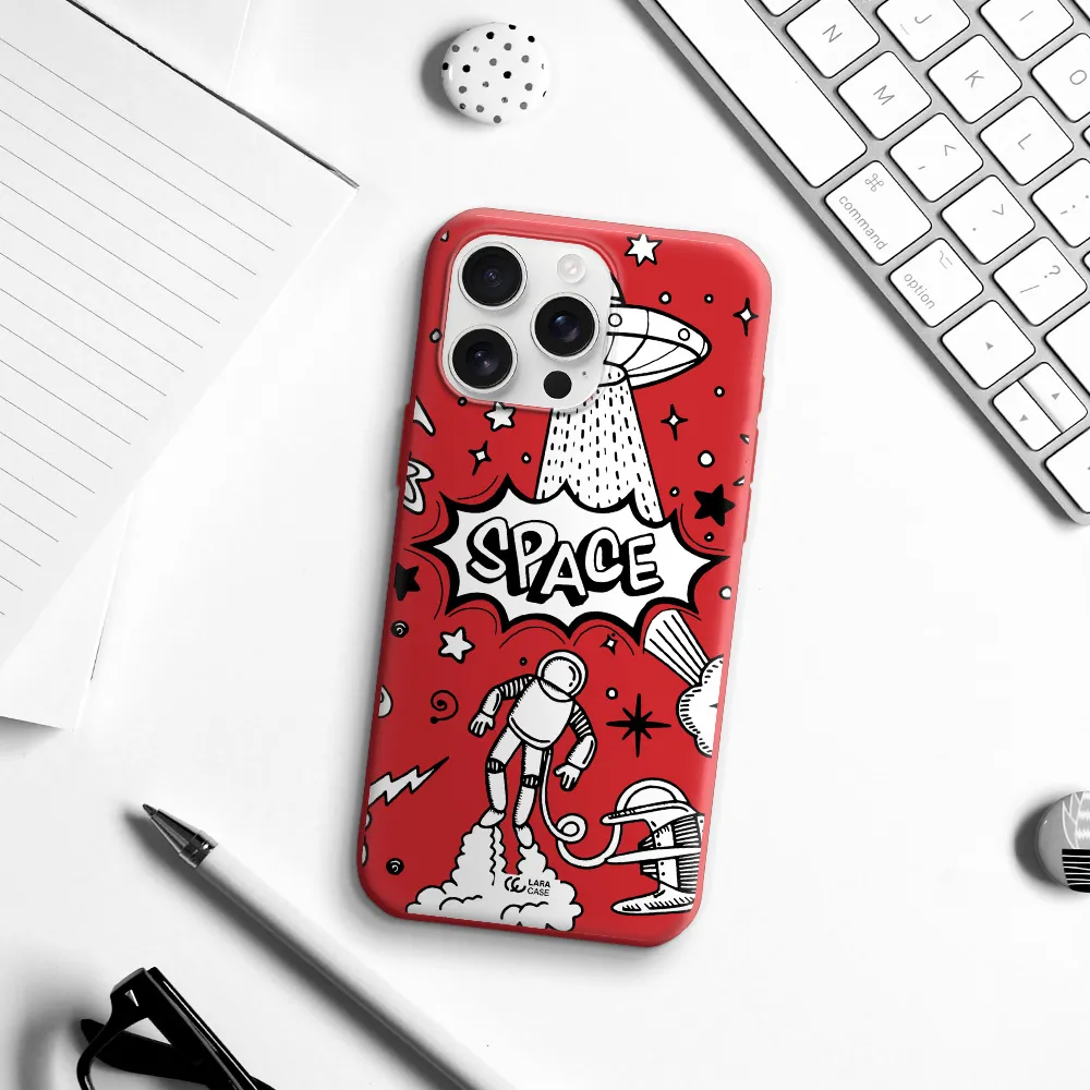 Space Poster Apple Iphone 16 Pro Max Silicone Imperial Red Case