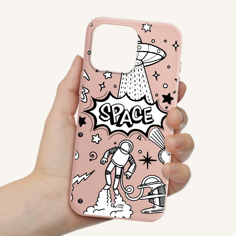 Space Poster Apple Iphone 16 Pro Max Silicone Pastel Pink Case
