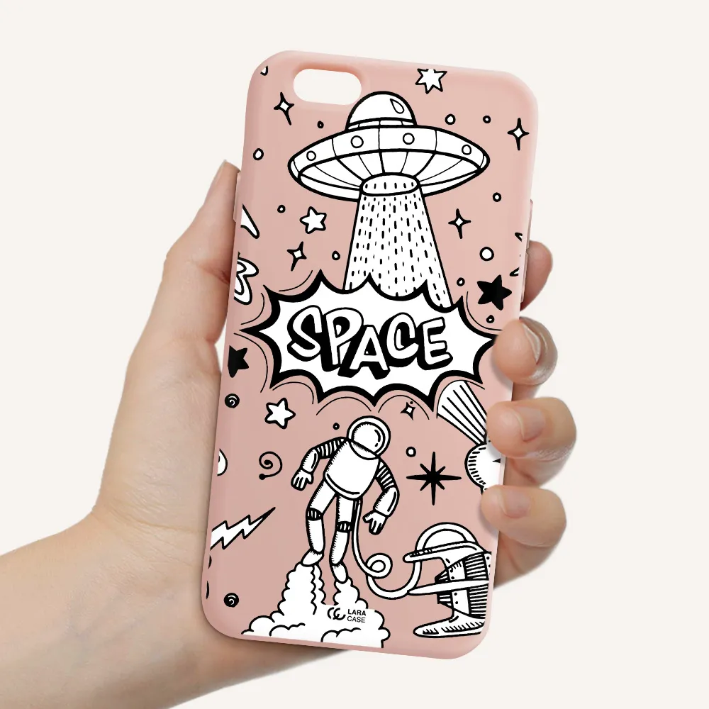 Space Poster Apple iPhone 6 Silicone pastel pink Case