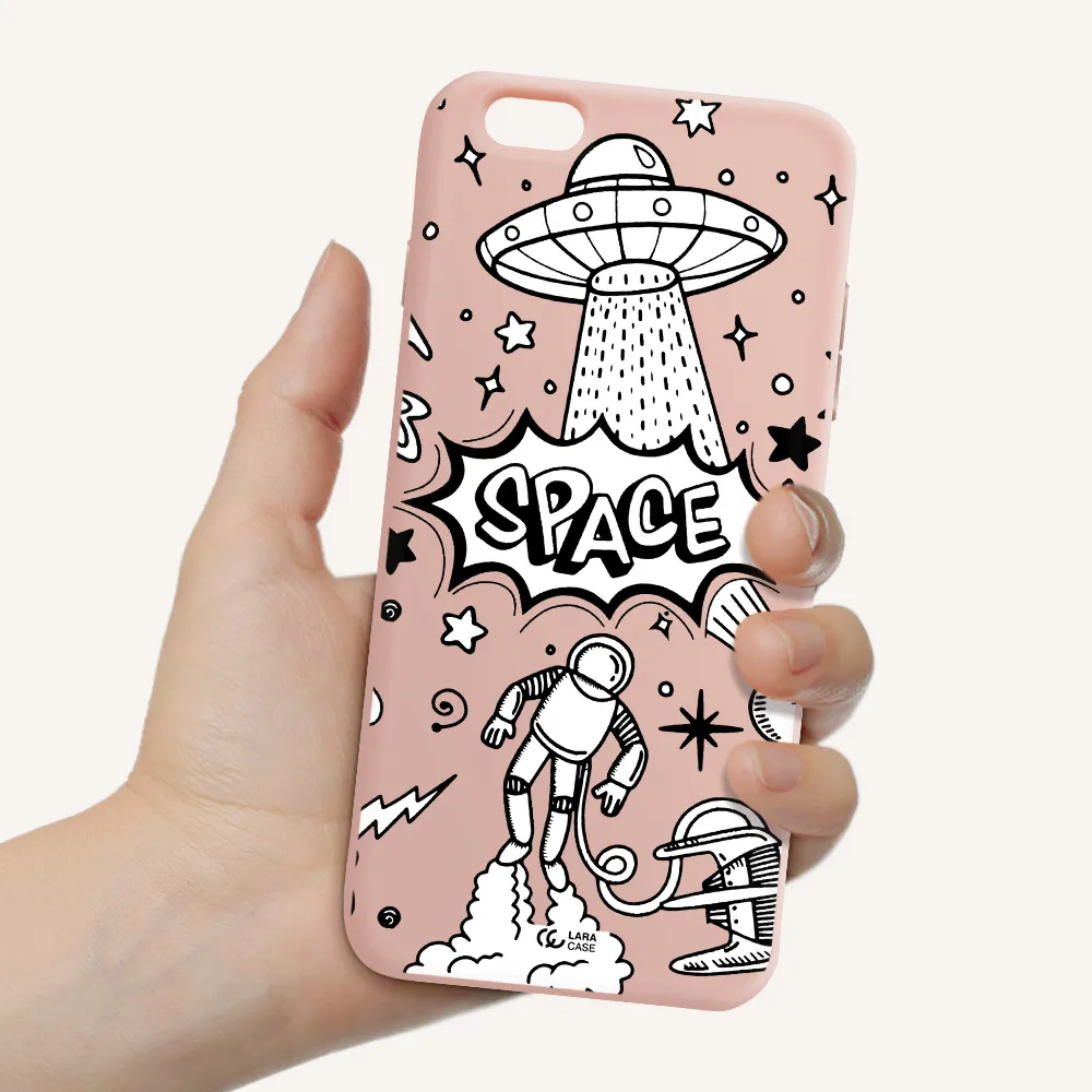 Space Poster Apple iPhone 6S Silicone pastel pink Case