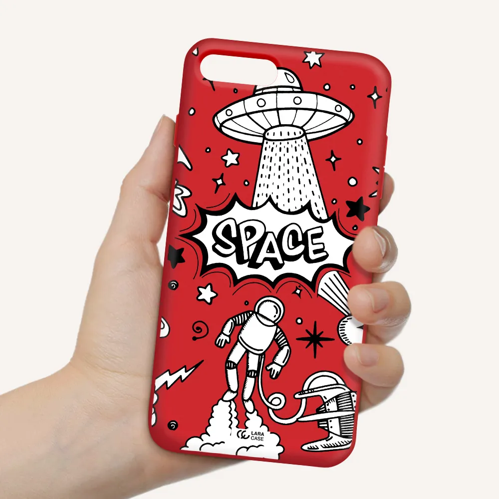 Space Poster Apple iPhone 7 plus Silicone Imperial Red Case