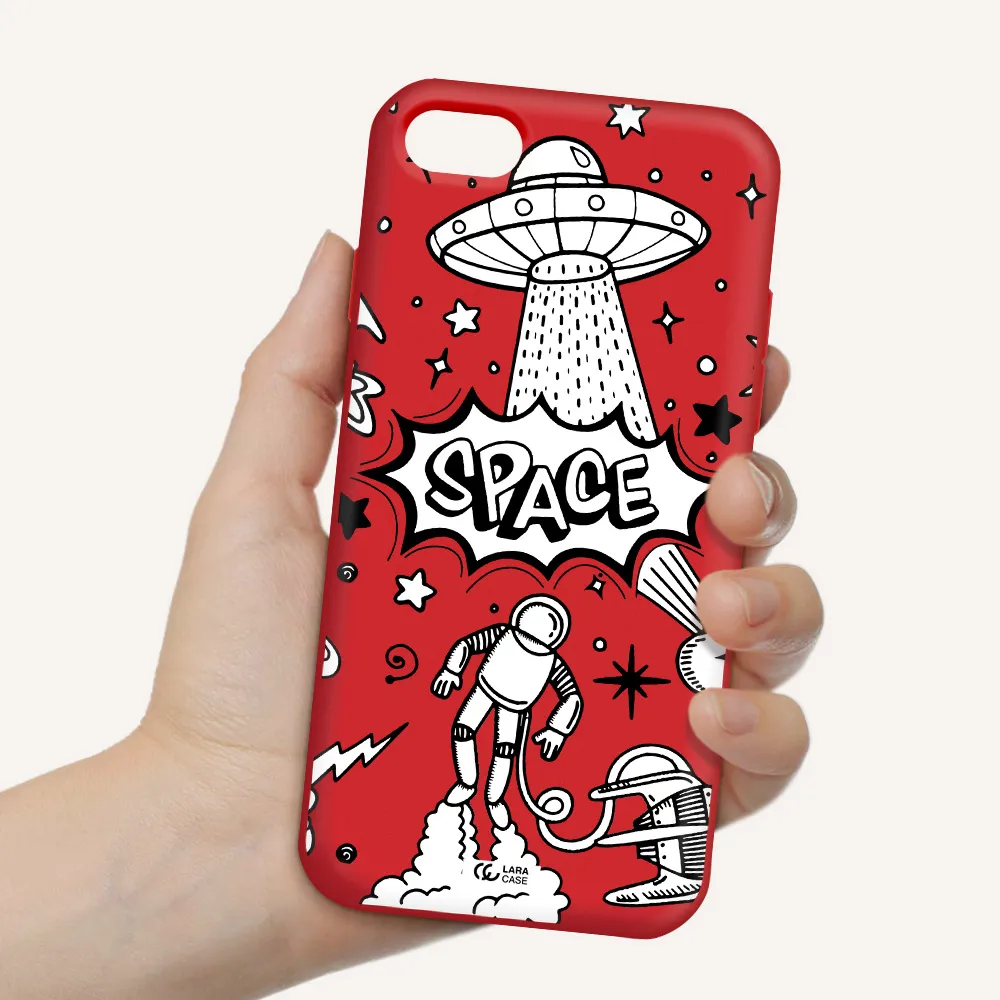 Space Poster Apple iPhone 8 Silicone Imperial Red Case