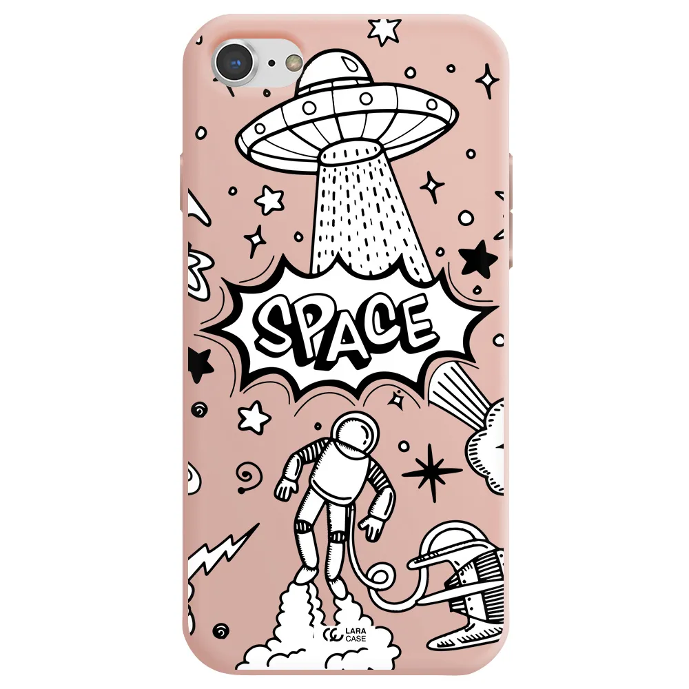Space Poster Apple iPhone 8 Silicone pastel pink Case