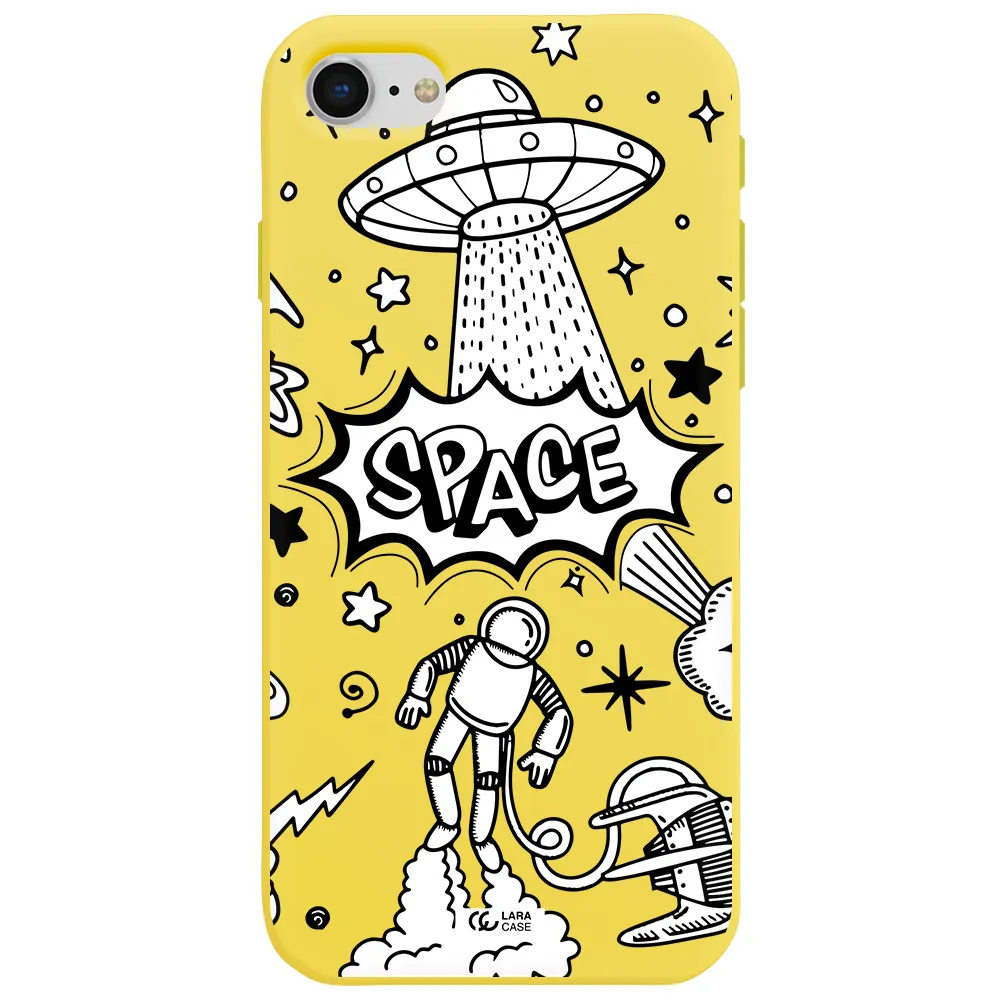 Space Poster Apple iPhone se 2020 Silicone canary yellow Case