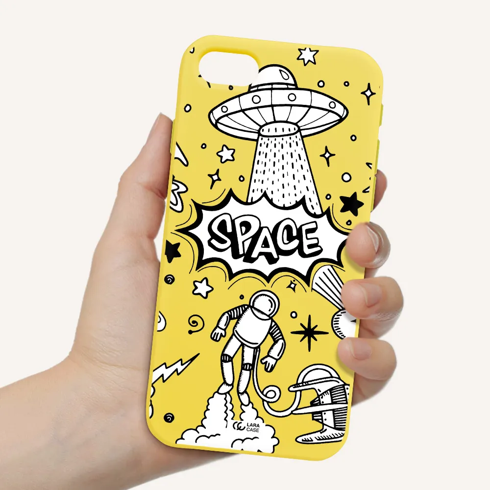 Space Poster Apple iPhone se 2020 Silicone canary yellow Case