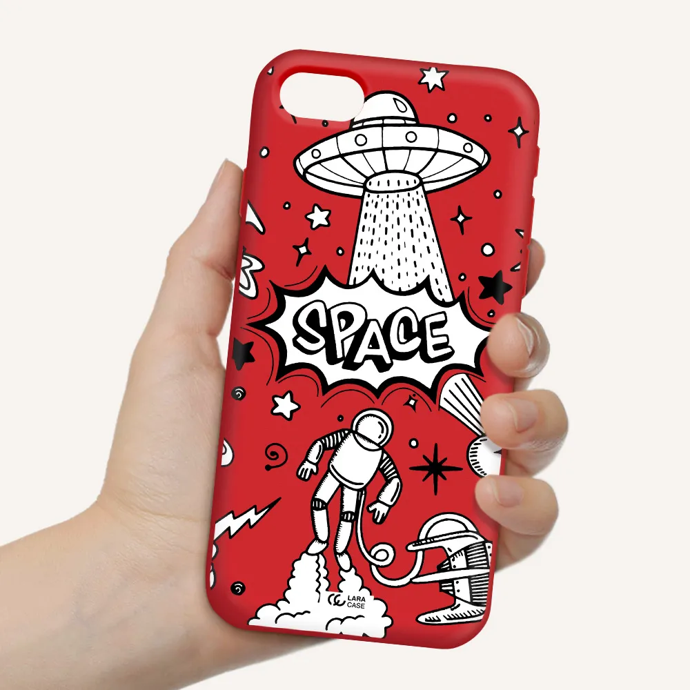 Space Poster Apple iPhone se 2020 Silicone Imperial Red Case