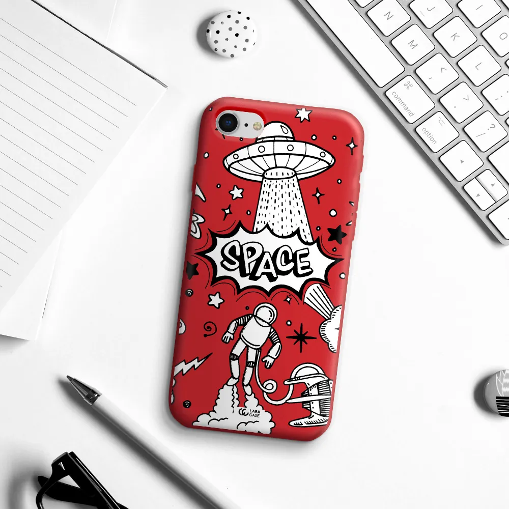 Space Poster Apple iPhone se 2020 Silicone Imperial Red Case