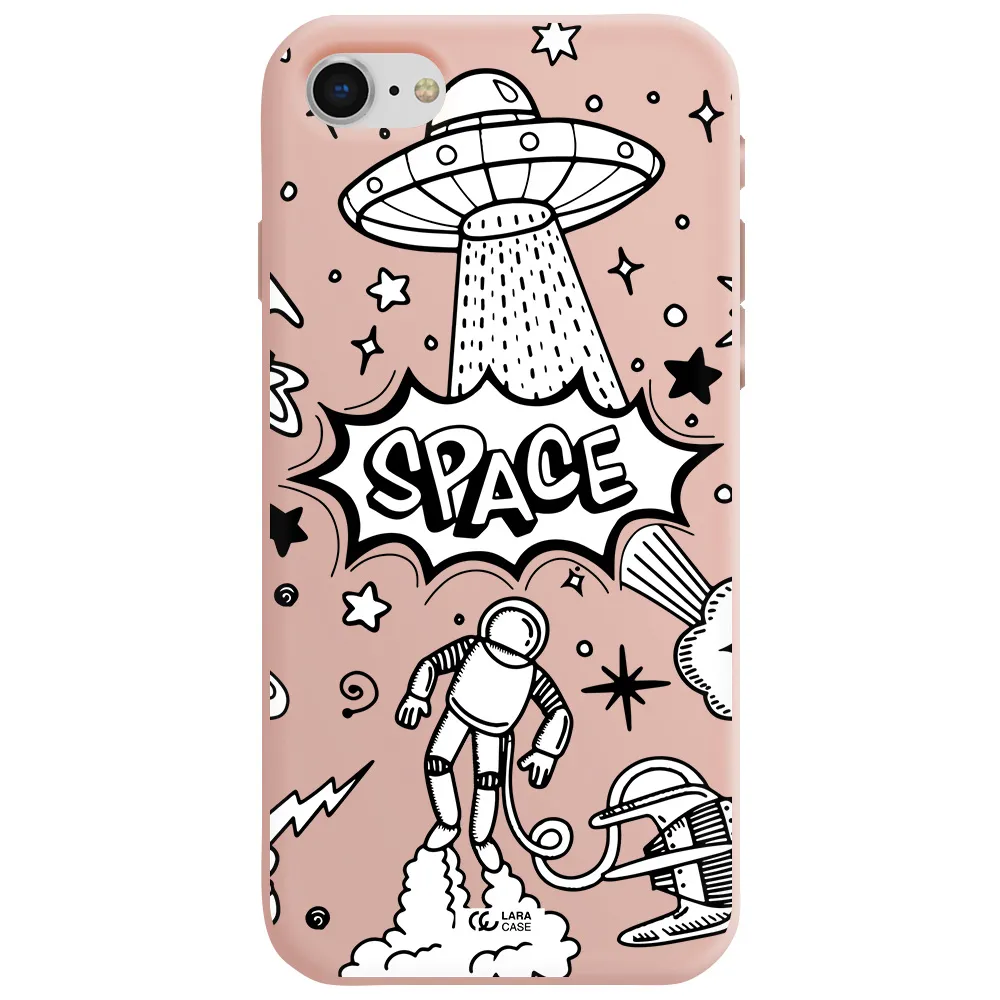Space Poster Apple iPhone se 2020 Silicone pastel pink Case