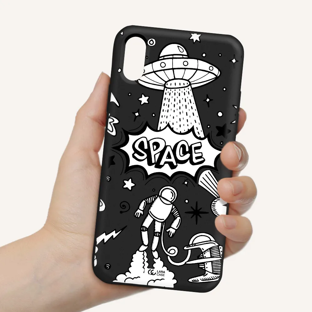 Space Poster Apple iPhone X Silicone black Case