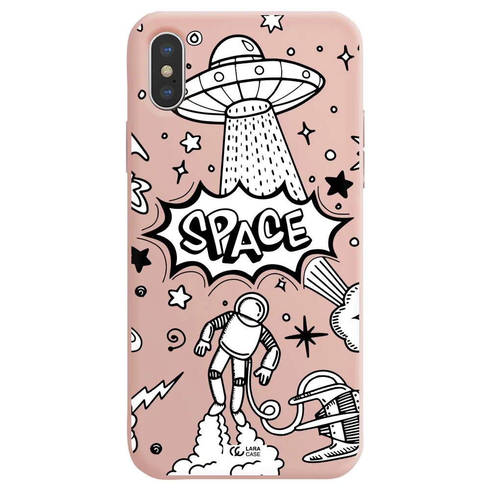 Space Poster Apple iPhone X Silicone pastel pink Case