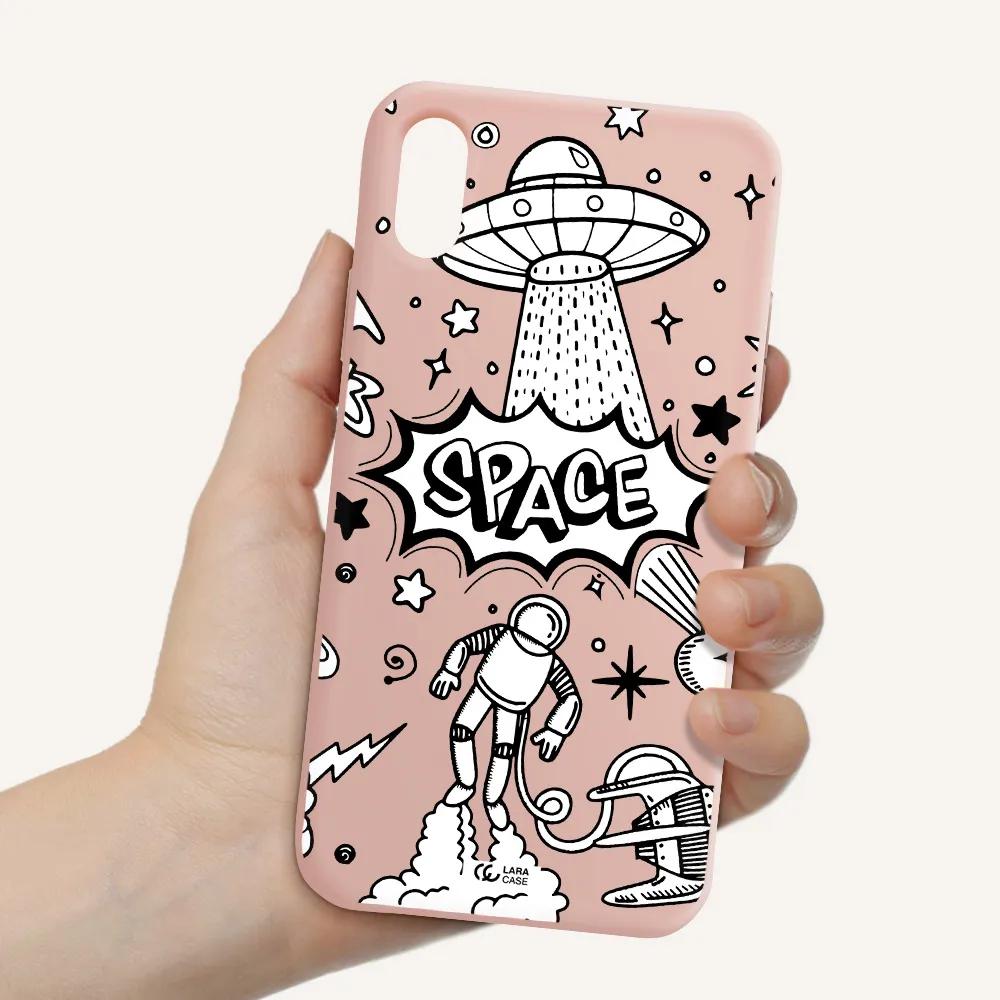 Space Poster Apple iPhone X Silicone pastel pink Case