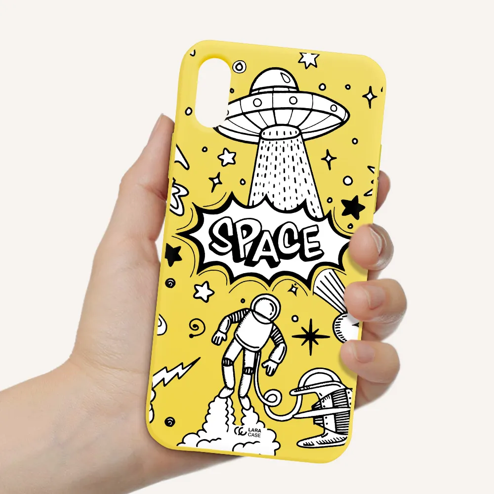 Space Poster Apple iPhone XS Silicone canary yellow Case