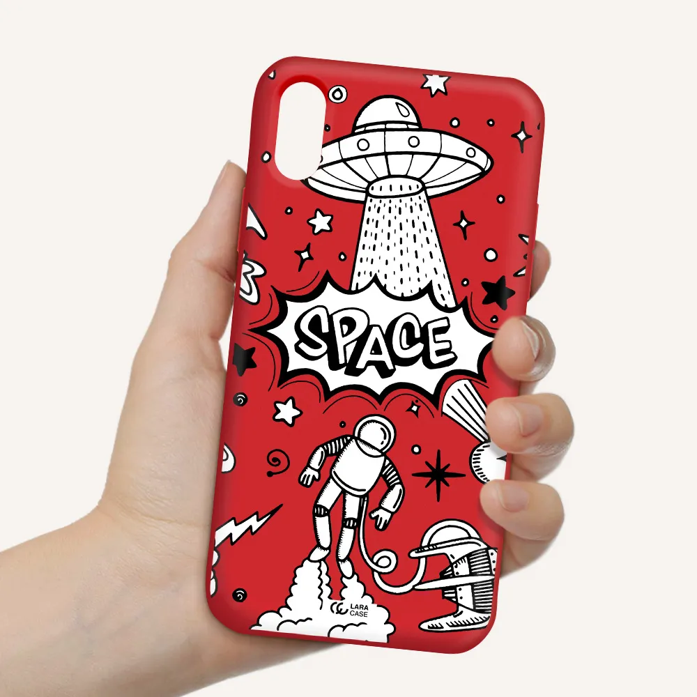 Space Poster Apple iPhone XS Silicone Imperial Red Case