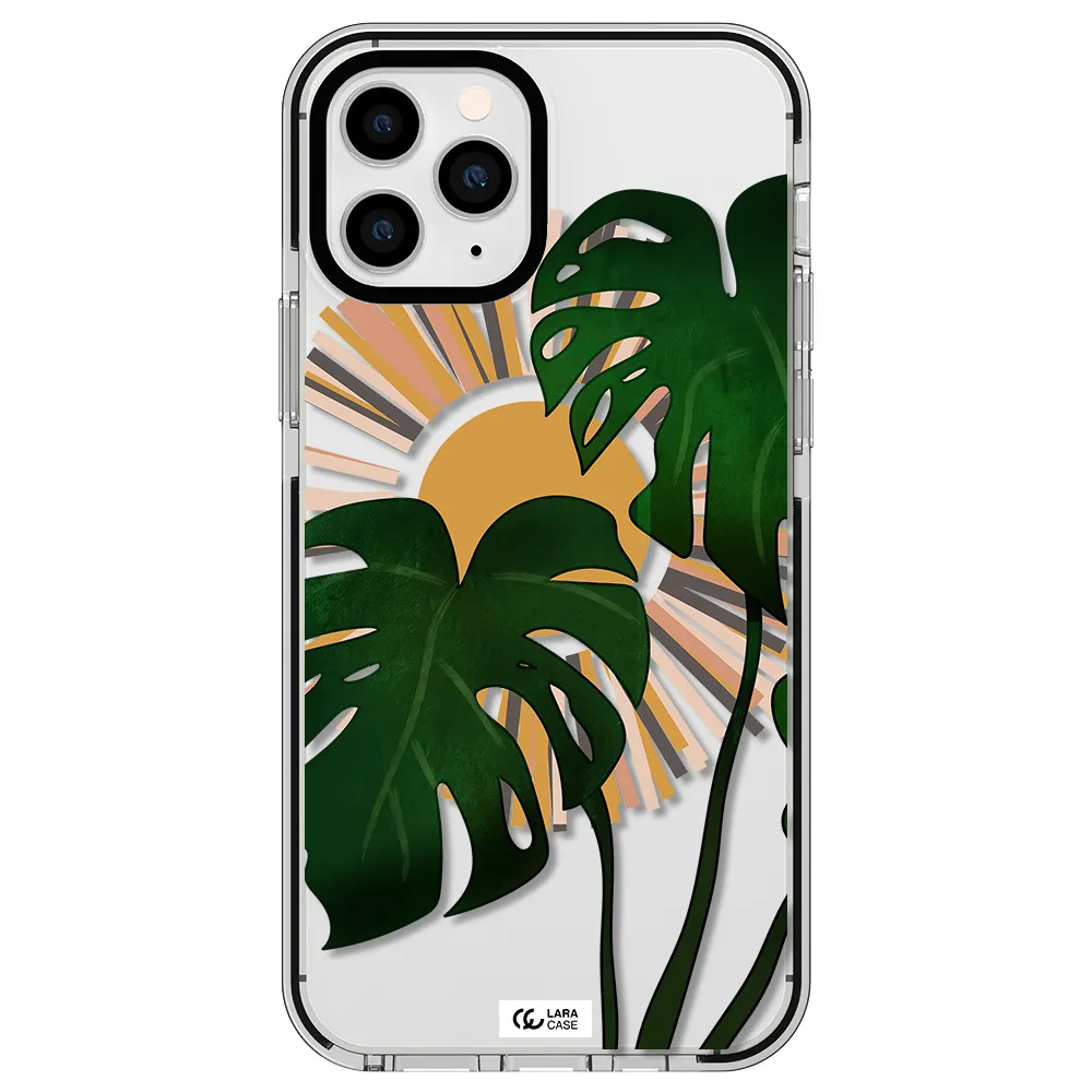 Monstera Leaf Apple iPhone 11 pro max impact black border Case
