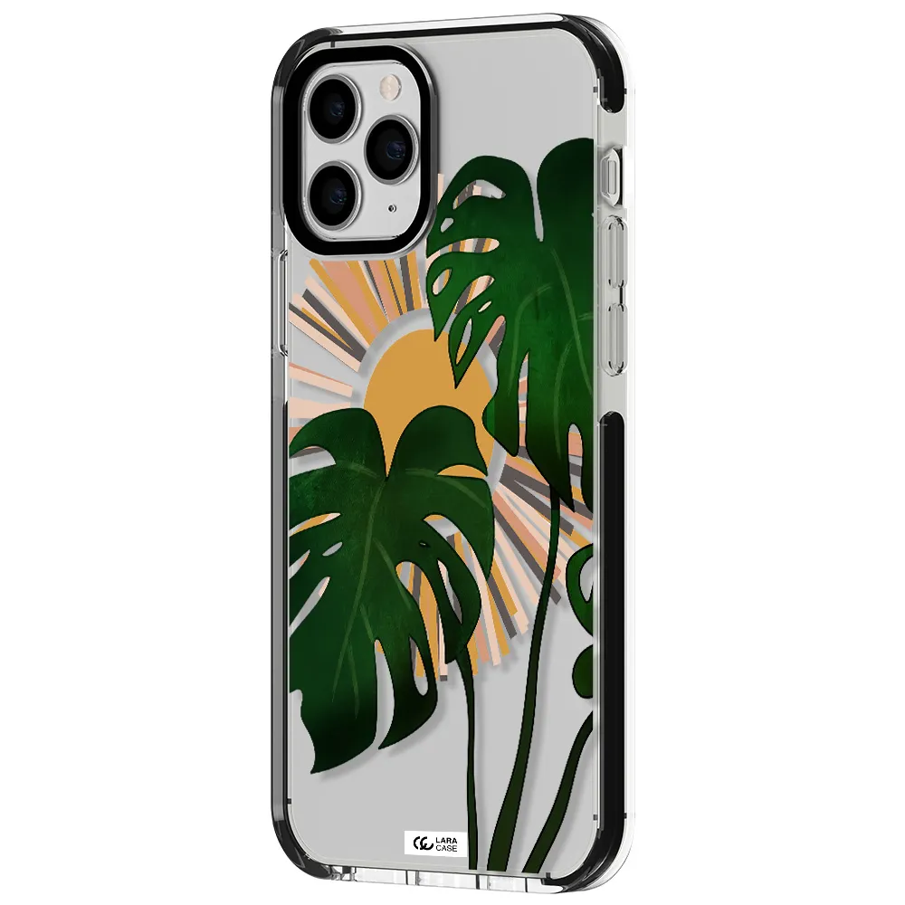 Monstera Leaf Apple iPhone 11 pro max impact black border Case