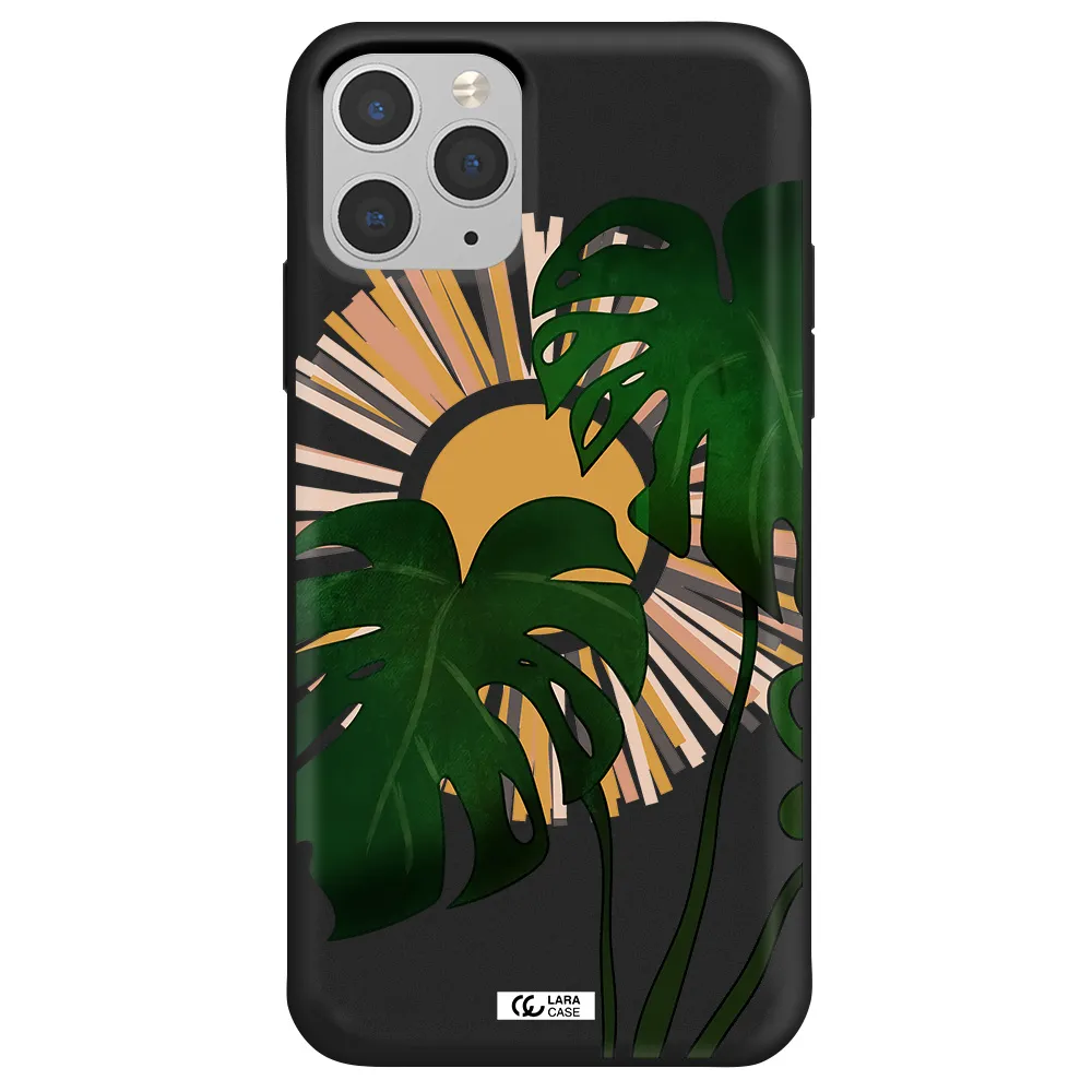 Monstera Leaf Apple iPhone 11 pro max Silicone black Case