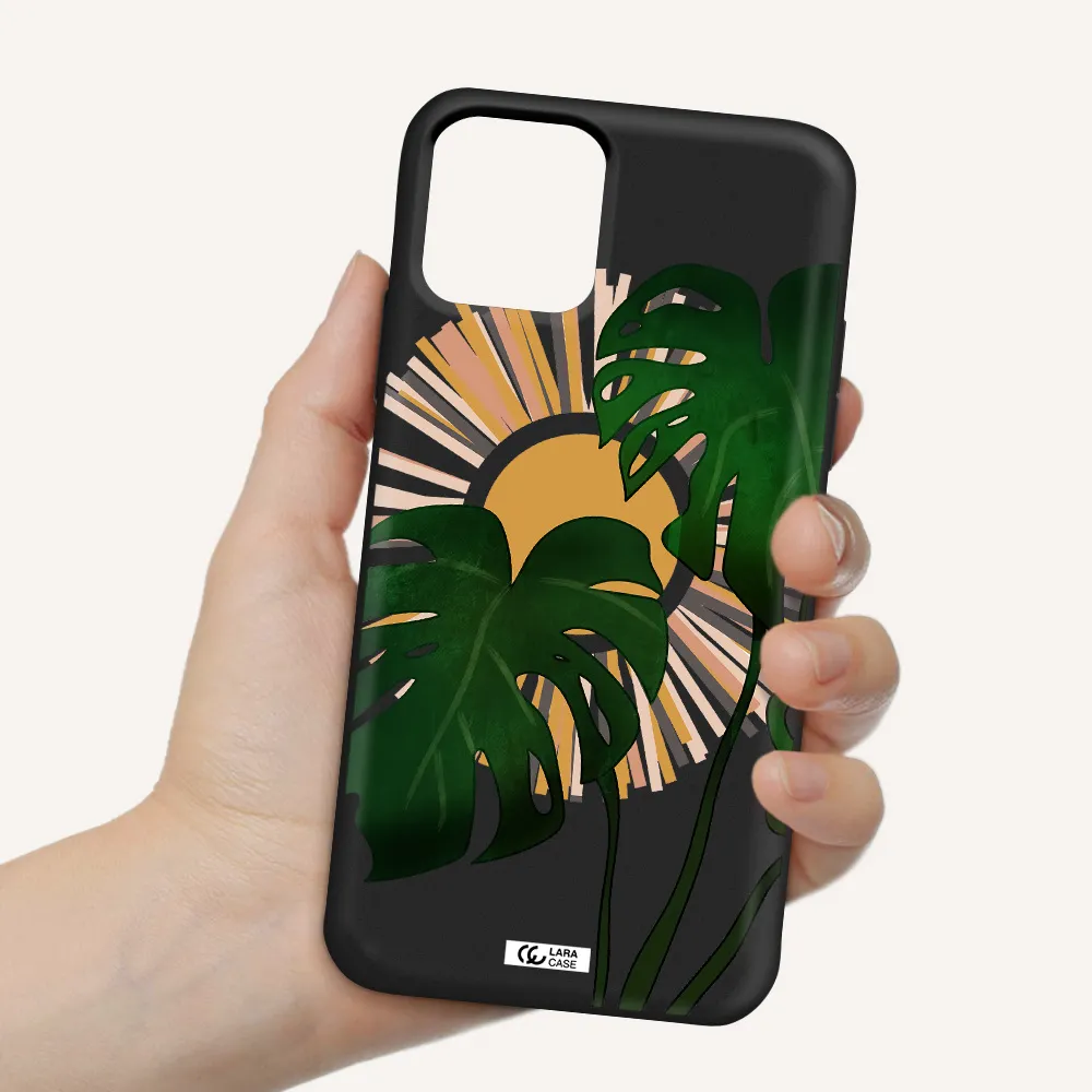 Monstera Leaf Apple iPhone 11 pro max Silicone black Case