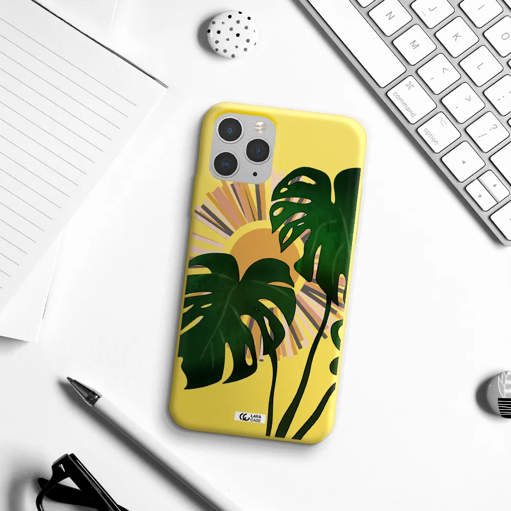 Monstera Leaf Apple iPhone 11 pro max Silicone canary yellow Case