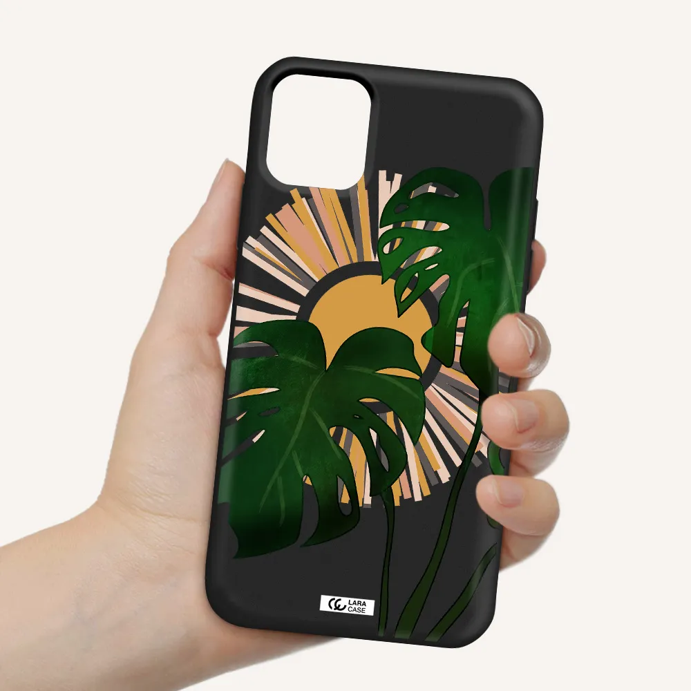 Monstera Leaf Apple iPhone 11 Silicone black Case