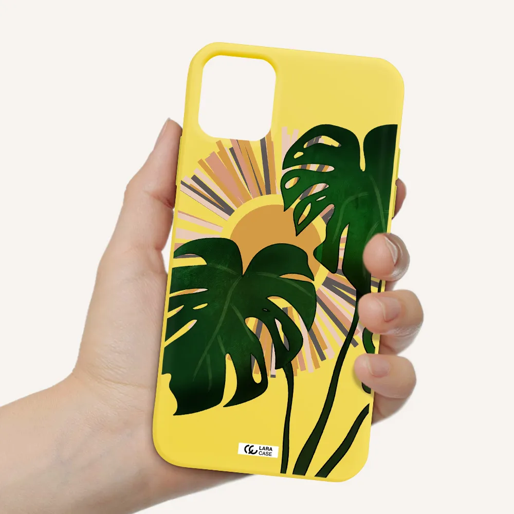 Monstera Leaf Apple iPhone 11 Silicone canary yellow Case