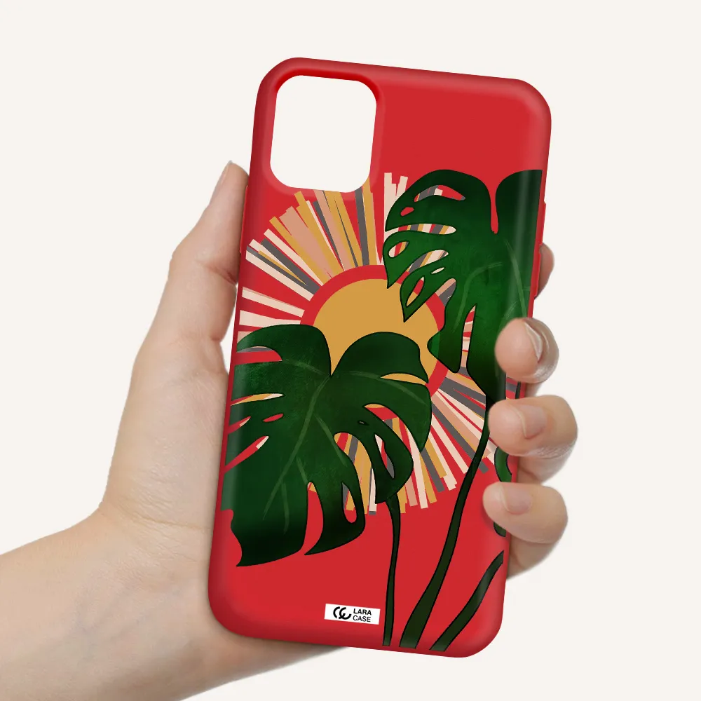 Monstera Leaf Apple iPhone 11 Silicone Imperial Red Case