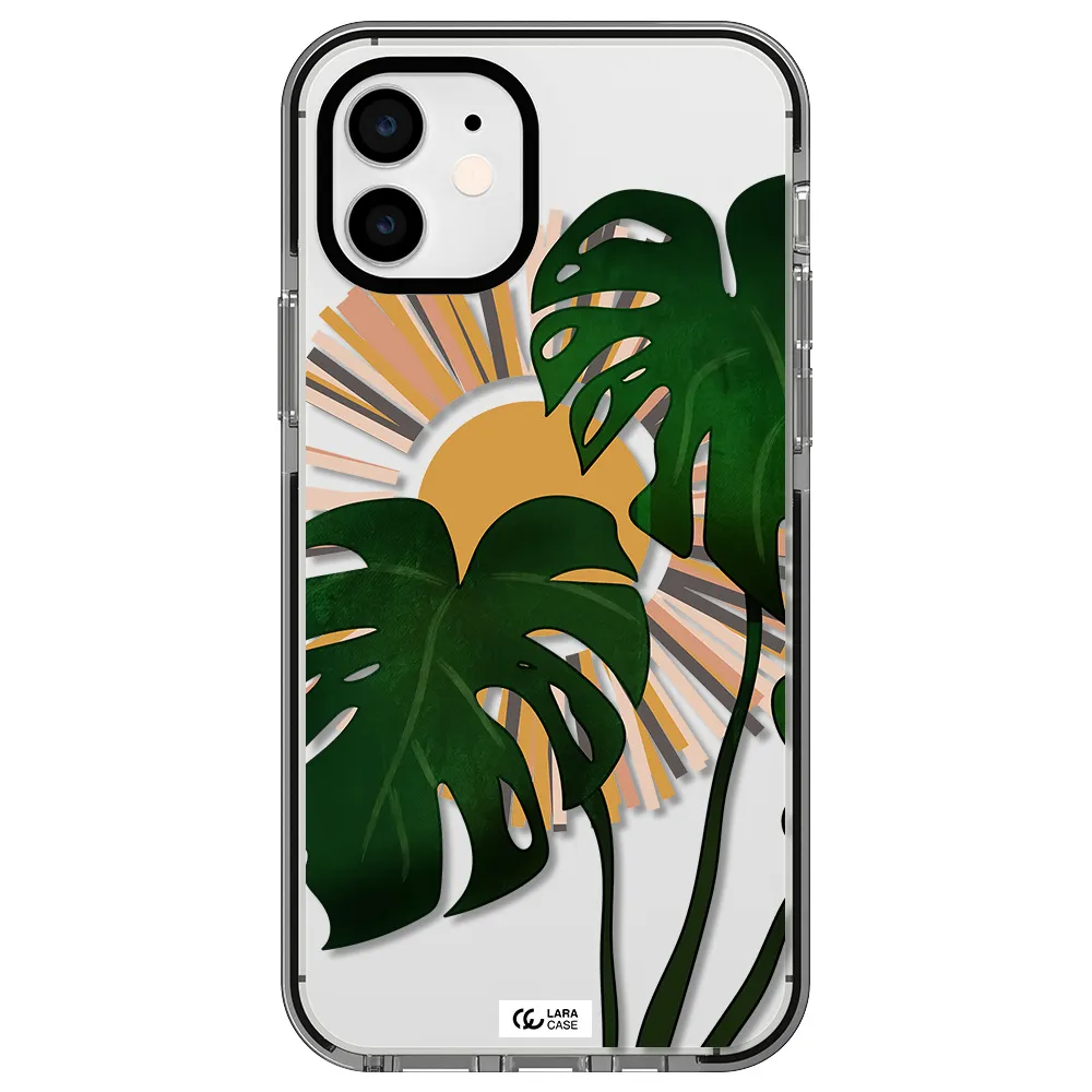 Monstera Leaf Apple iPhone 12 impact black border Case