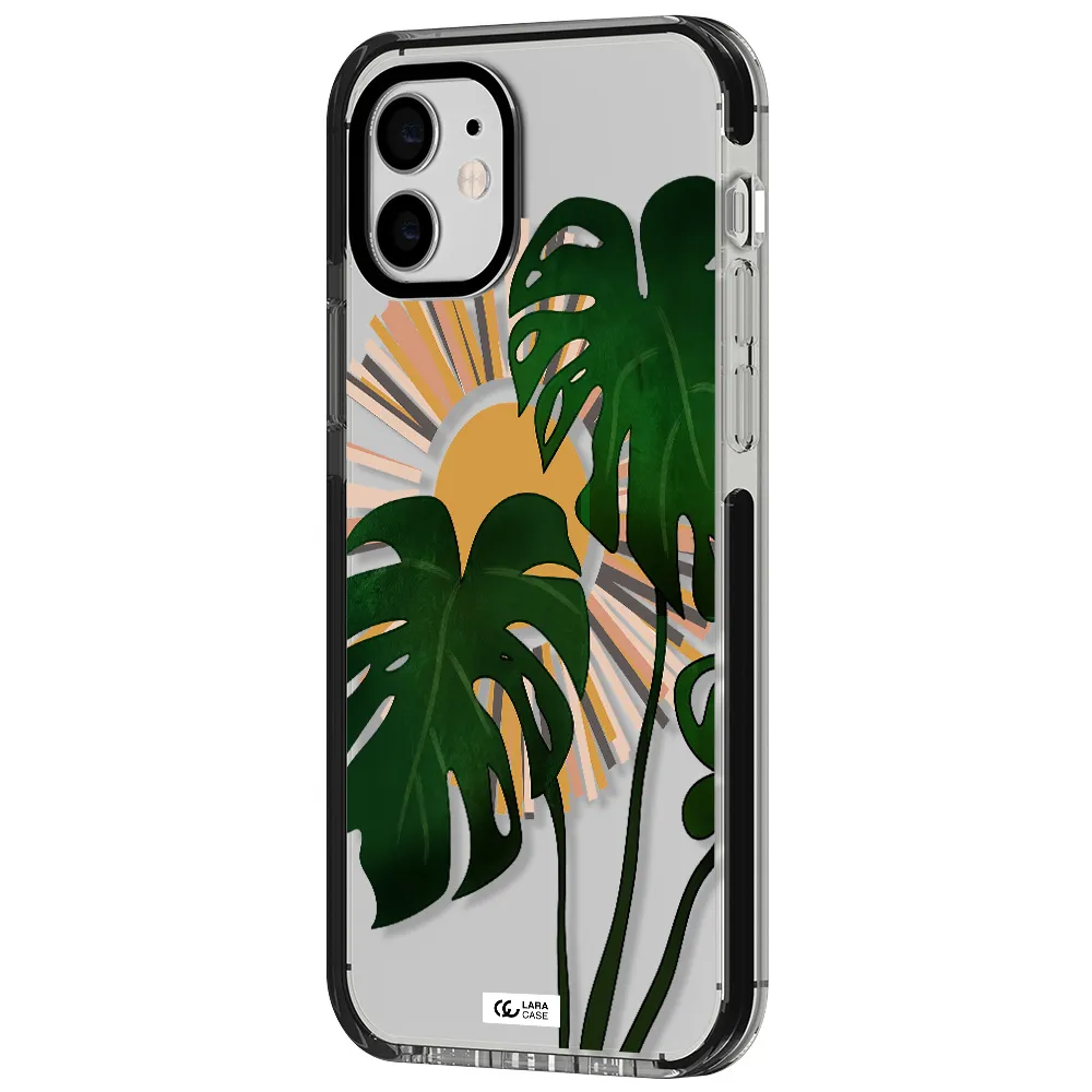 Monstera Leaf Apple iPhone 12 impact black border Case