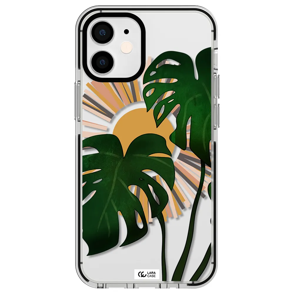 Monstera Leaf Apple iPhone 12 mini impact black border Case