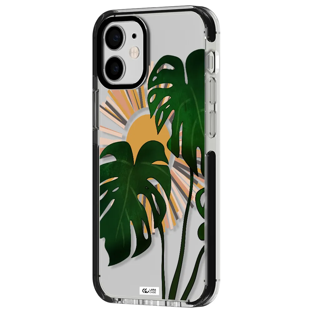 Monstera Leaf Apple iPhone 12 mini impact black border Case