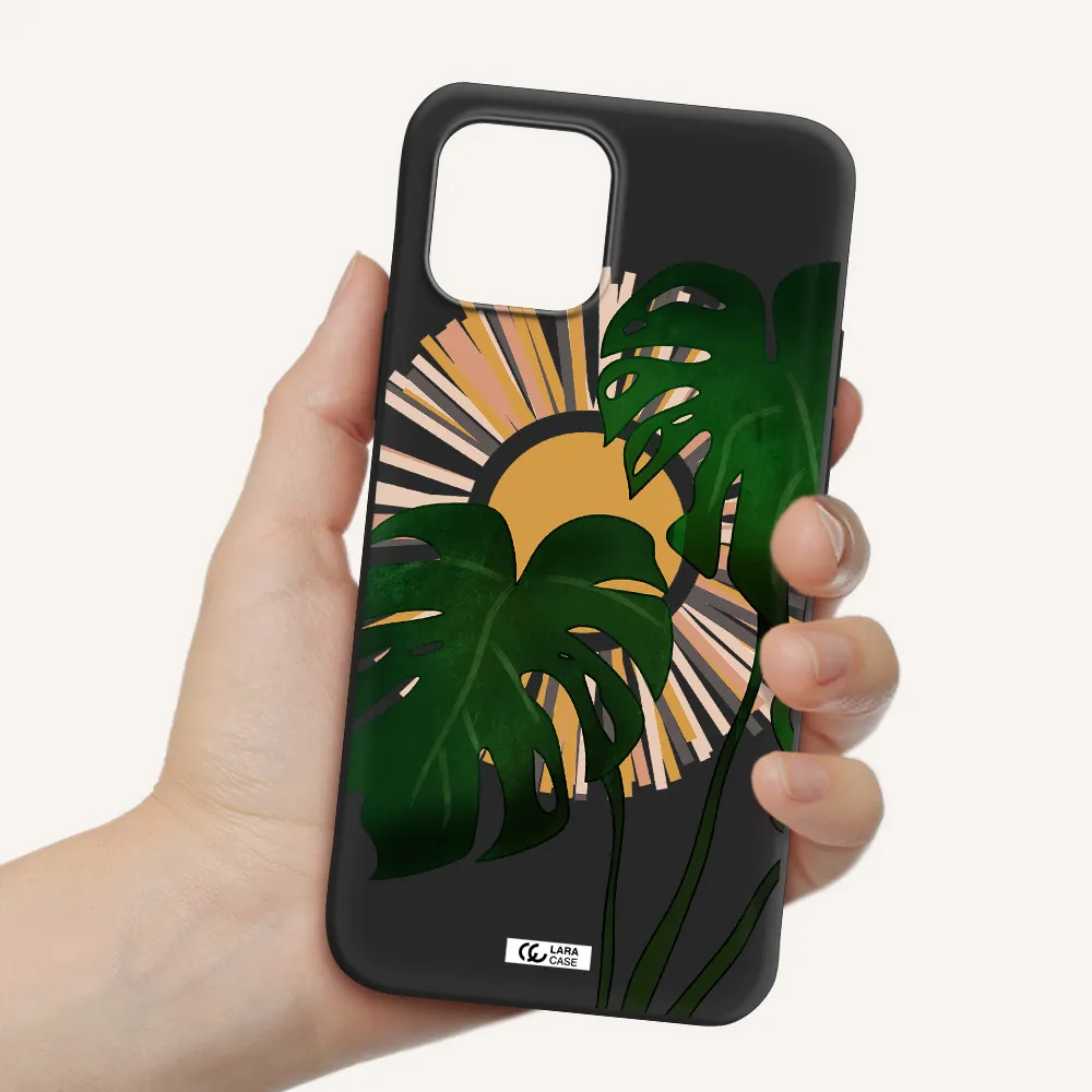 Monstera Leaf Apple iPhone 12 mini Silicone black Case