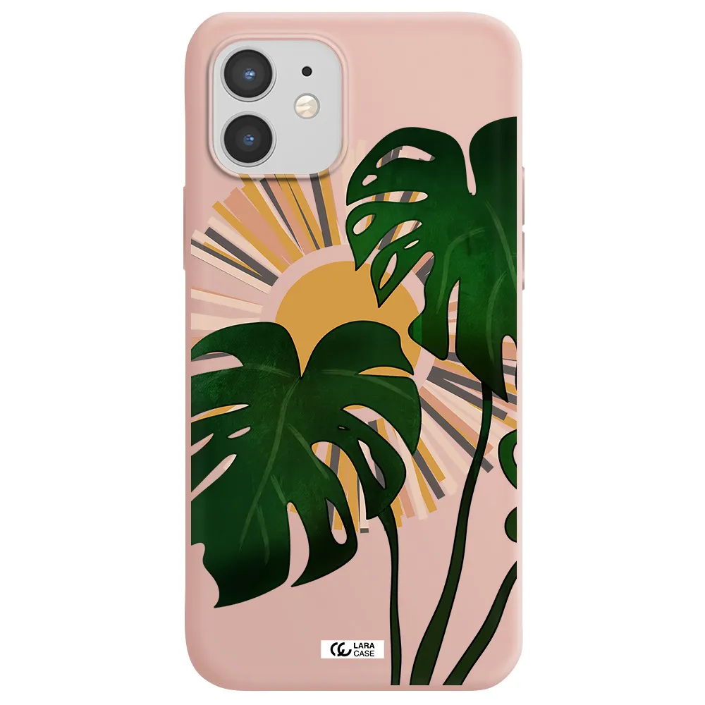 Monstera Leaf Apple iPhone 12 mini Silicone pastel pink Case