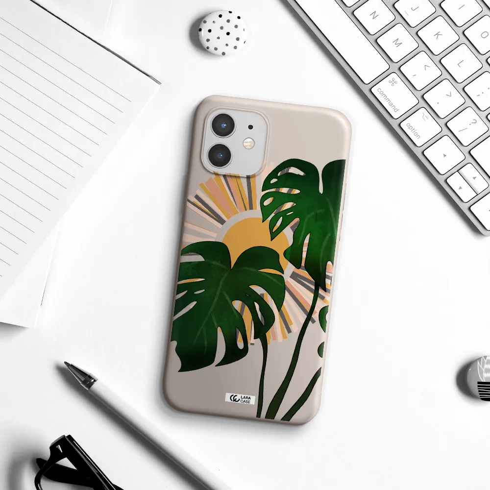 Monstera Leaf Apple iPhone 12 mini Silicone Stone Case