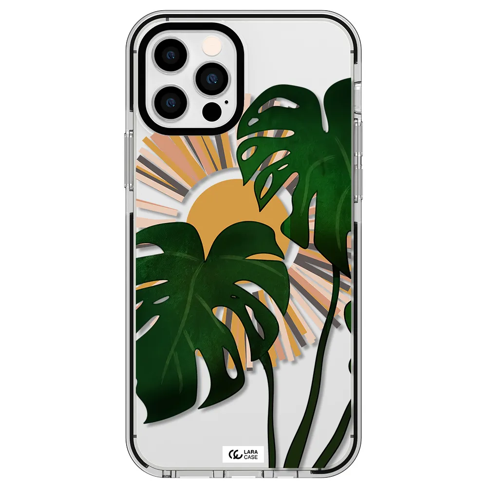 Monstera Leaf Apple iPhone 12 pro impact black border Case