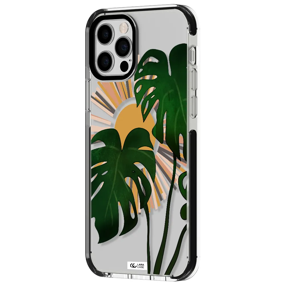 Monstera Leaf Apple iPhone 12 pro impact black border Case