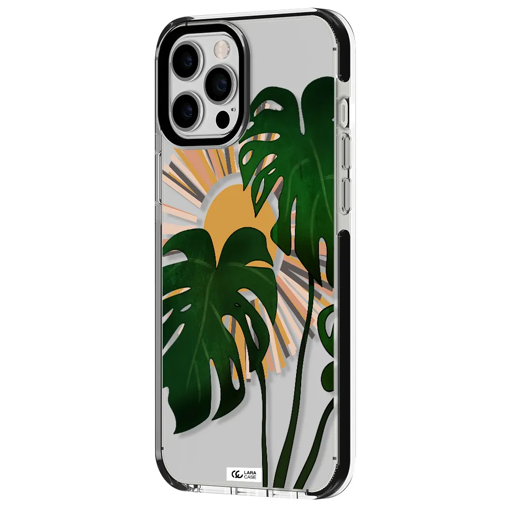 Monstera Leaf Apple iPhone 12 pro max impact black border Case