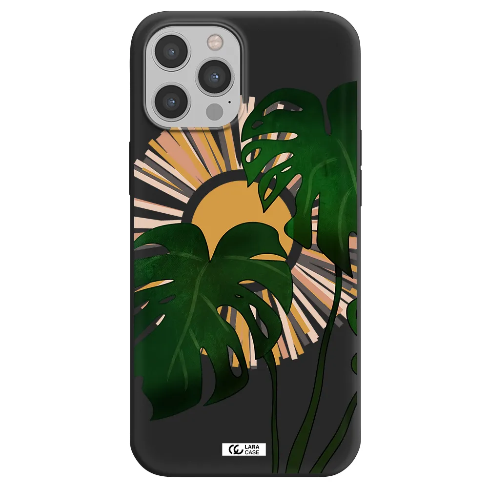Monstera Leaf Apple iPhone 12 pro max Silicone black Case