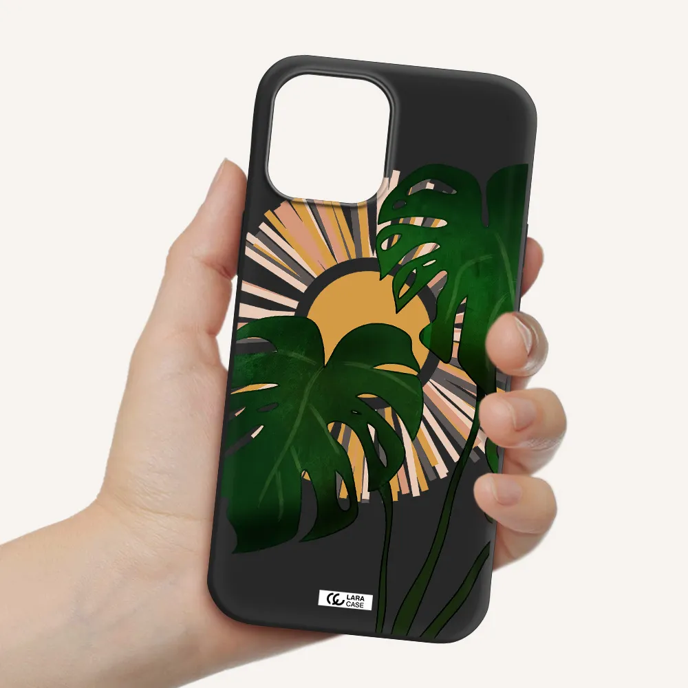 Monstera Leaf Apple iPhone 12 pro Silicone black Case