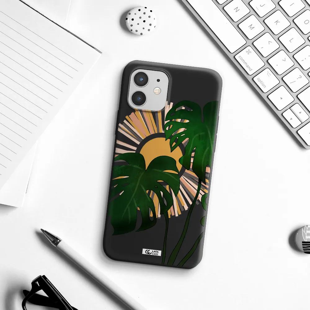 Monstera Leaf Apple iPhone 12 Silicone black Case