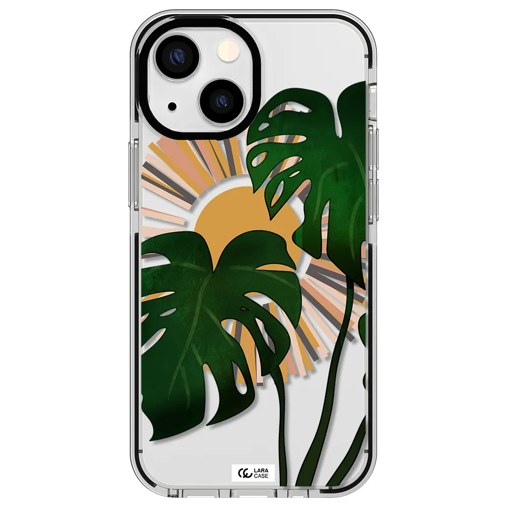 Monstera Leaf Apple iPhone 13 mini impact black border Case