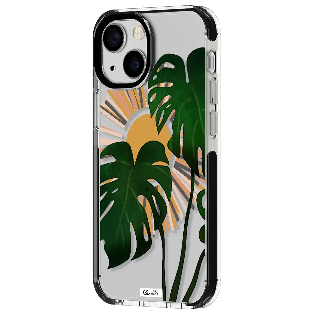Monstera Leaf Apple iPhone 13 mini impact black border Case