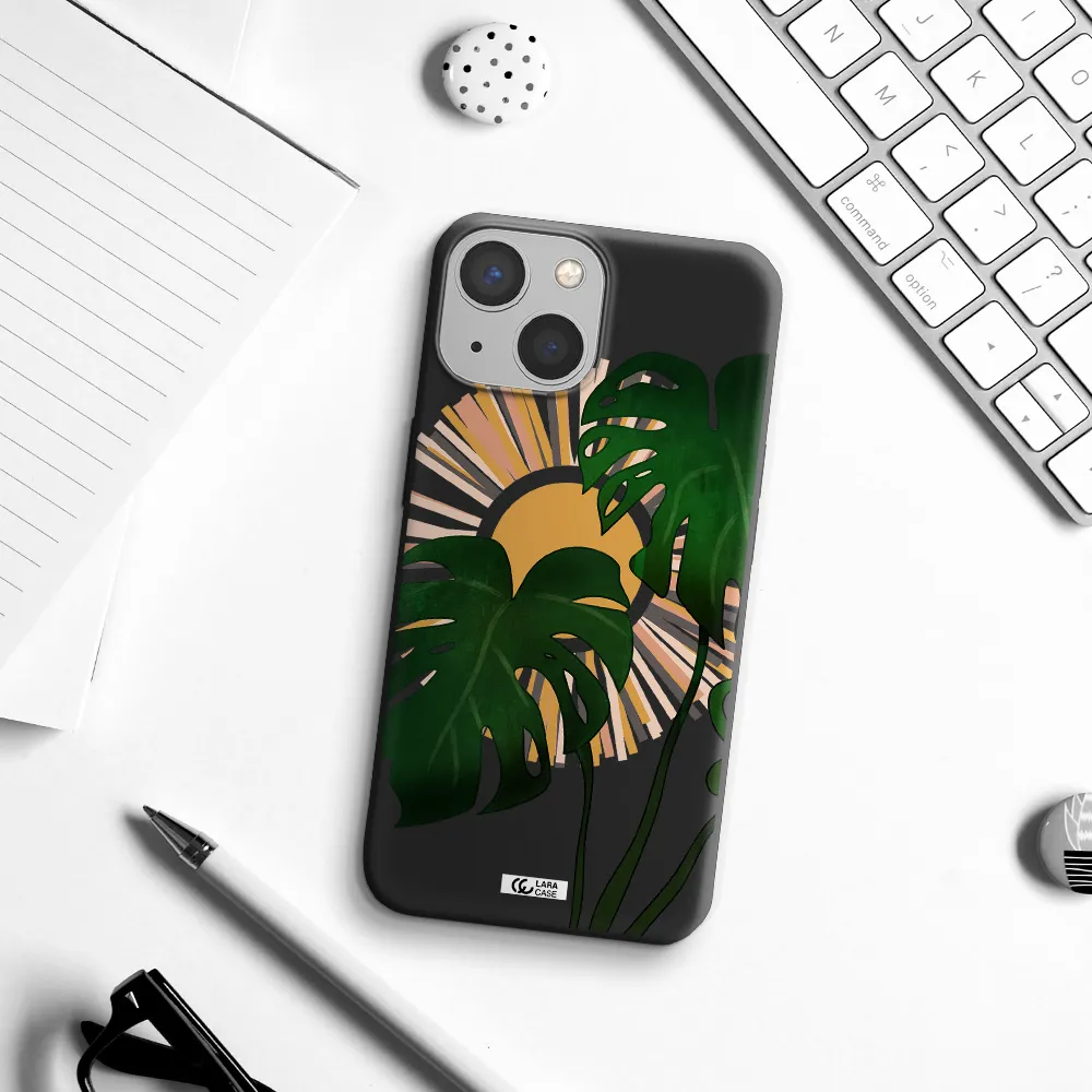 Monstera Leaf Apple iPhone 13 mini Silicone black Case