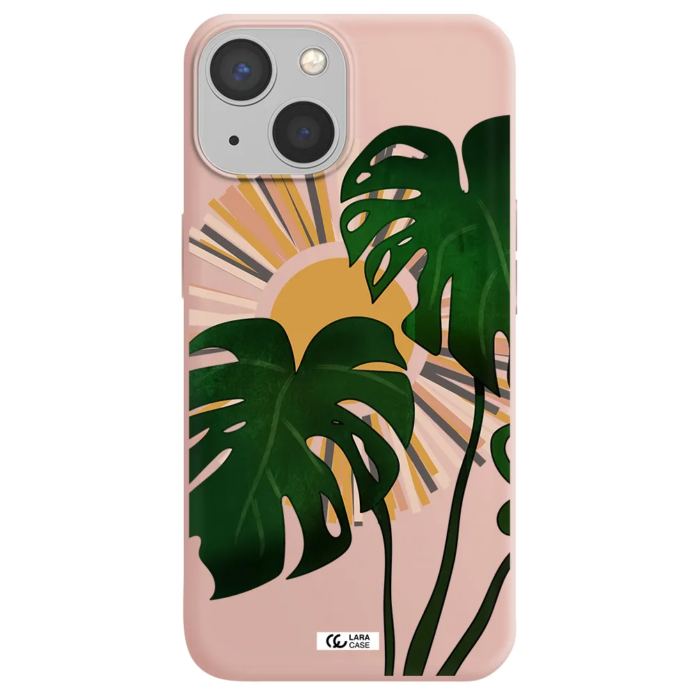 Monstera Leaf Apple iPhone 13 mini Silicone pastel pink Case