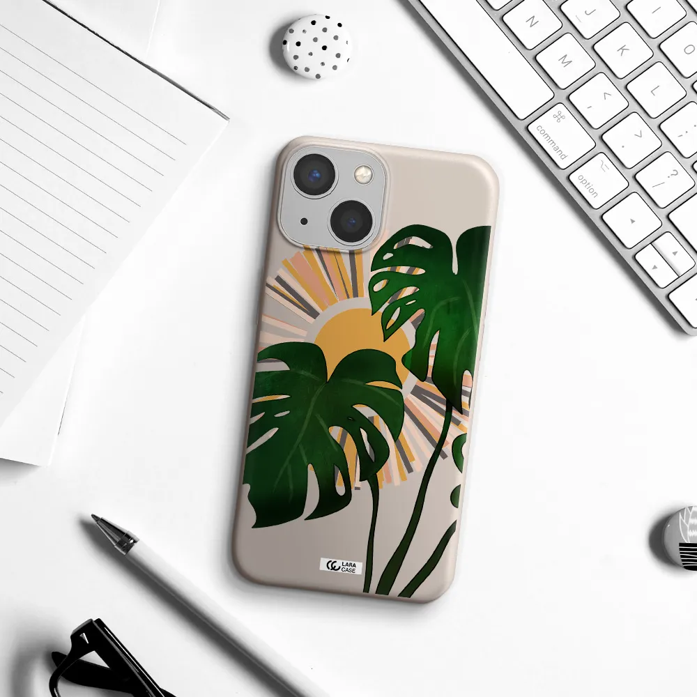 Monstera Leaf Apple iPhone 13 mini Silicone Stone Case