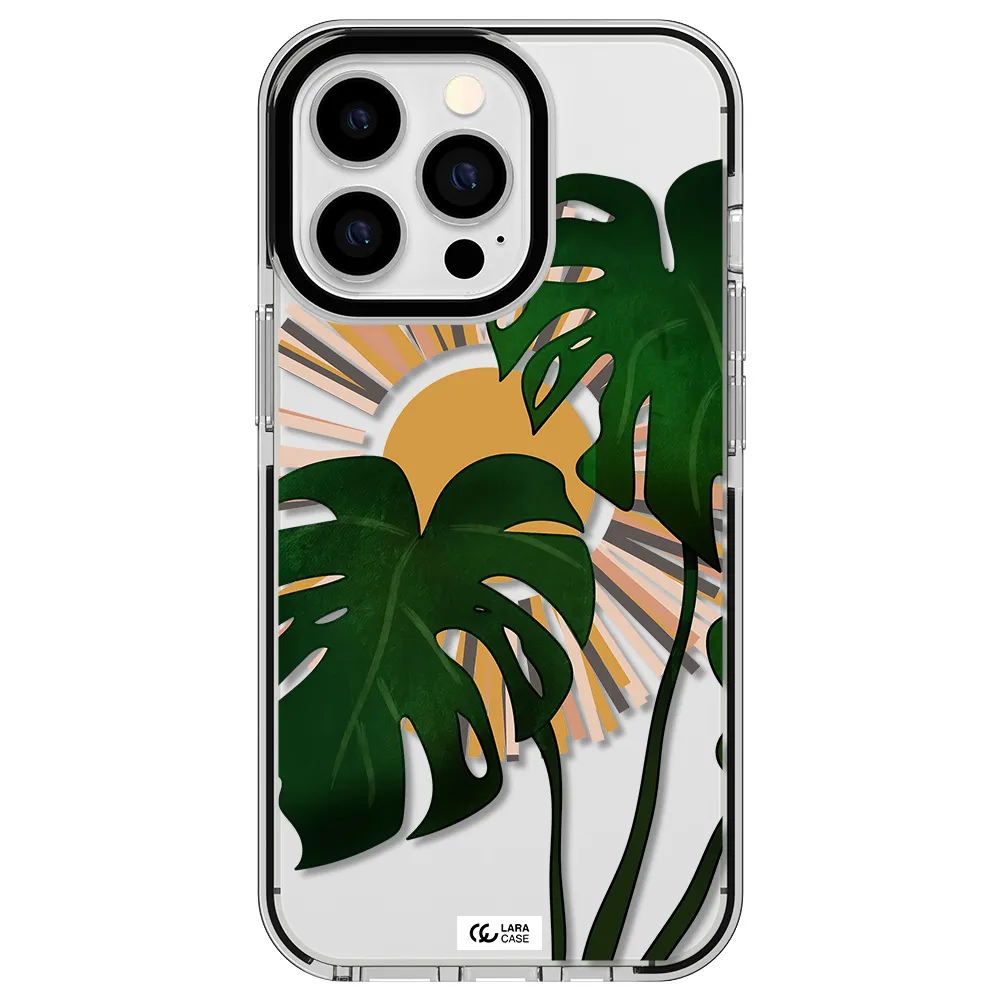 Monstera Leaf Apple iPhone 13 Pro impact black border Case