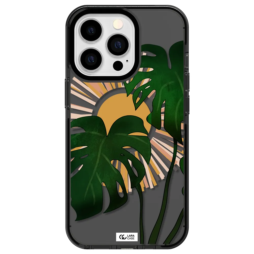 Monstera Leaf Apple iPhone 13 Pro impact Smoke Black Case